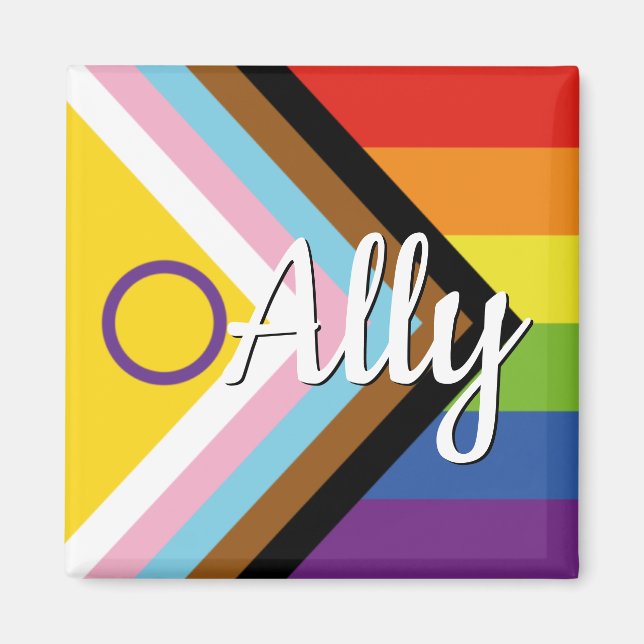 Aimant Bouton arc-en-ciel de la Fierté de Progrès Interse (Devant)