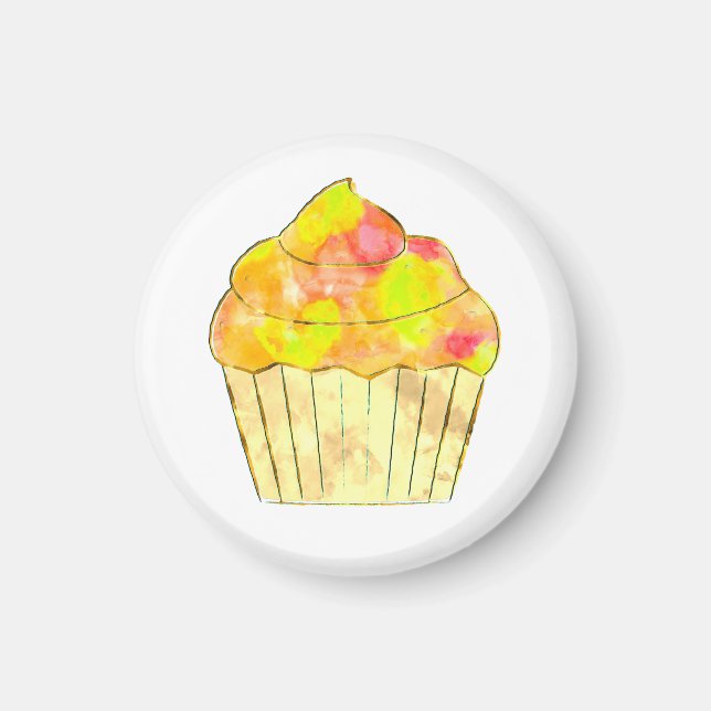 Aimant Bouton de peinture de gâteau d'aquarelle (Devant)