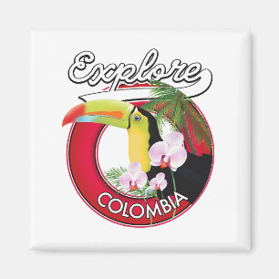 Aimant Bouton du logo rétro Explore Colombia