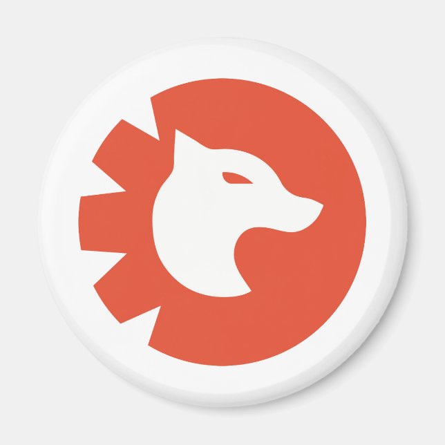 Aimant Bouton Emblem Wolf moderne tête Wolf en cercle rou (Devant)