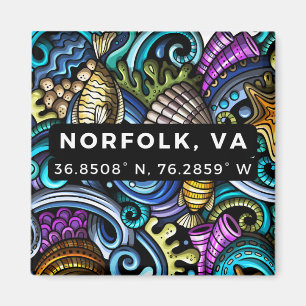Aimant Bouton magnétique - Coordonnées de Norfolk, VA