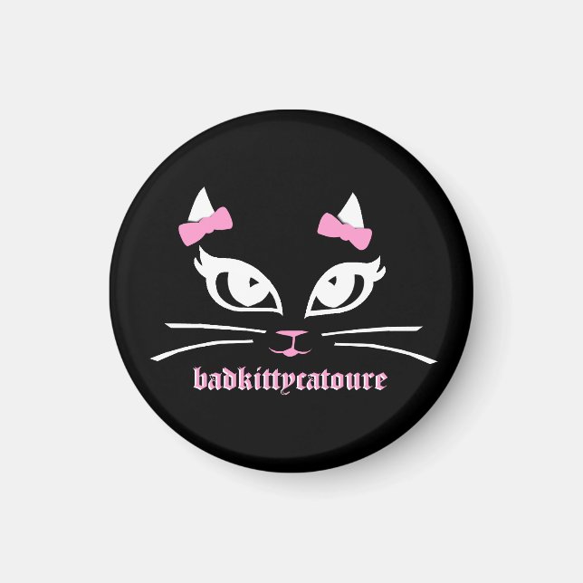 Aimant Bouton noir Itsy Kitty Catoure (Devant)