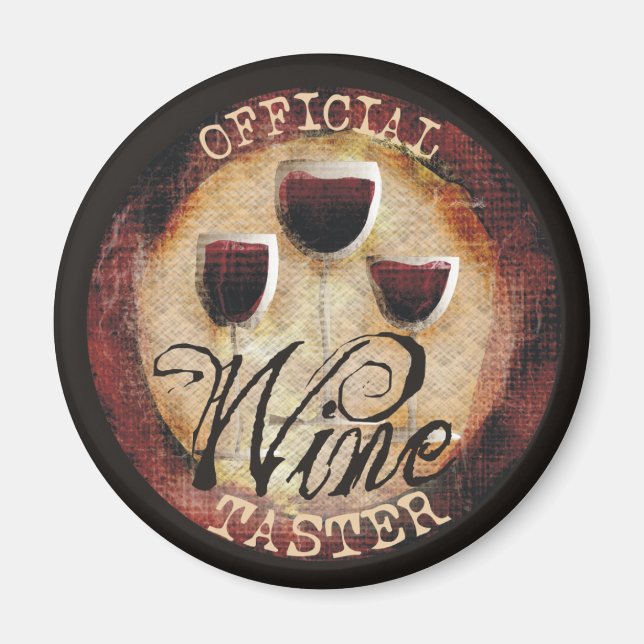 Aimant Bouton officiel de dégustation de vin autocollant (Devant)