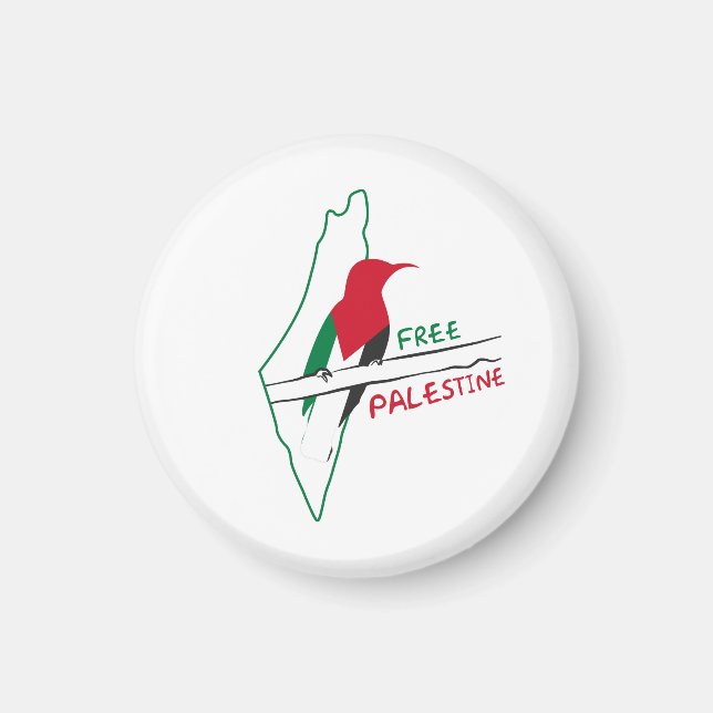 Aimant Bouton porte - clé de la carte du drapeau palestin (Devant)