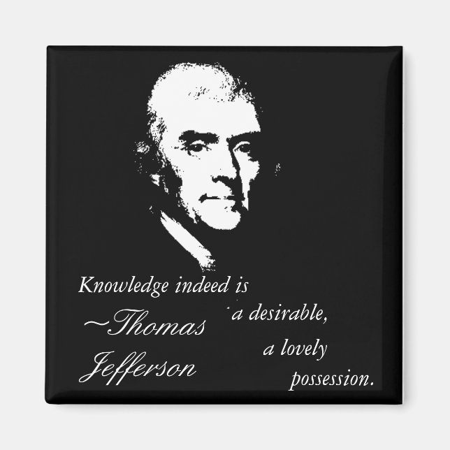 Aimant Bouton Thomas Jefferson (Citation de connaissances (Devant)
