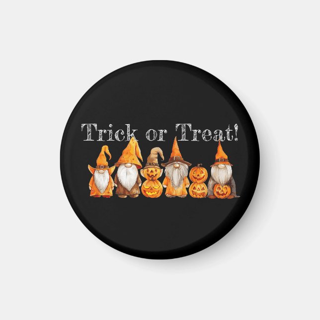 Aimant Bouton Trick ou Treat Gnomes (Devant)