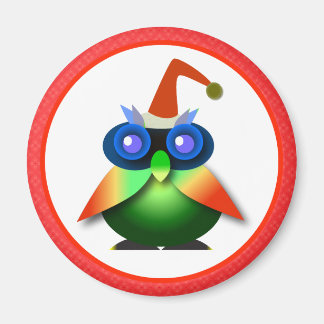 Aimant Boutons Porte - clé de Noël : Chouette verte