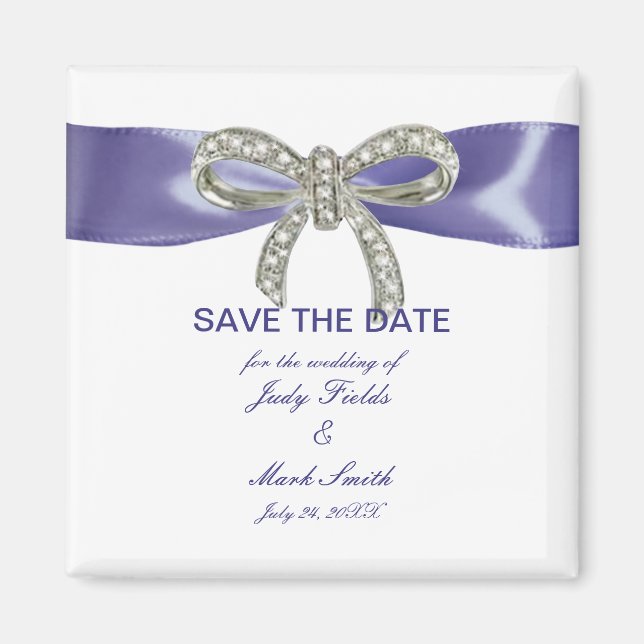 Aimant Bow Diamond Bleu Violet Enregistrer l'aimant Date (Devant)