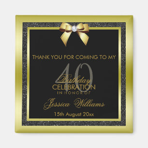 Aimant Bow or glamour et Parties scintillant noire 40e an