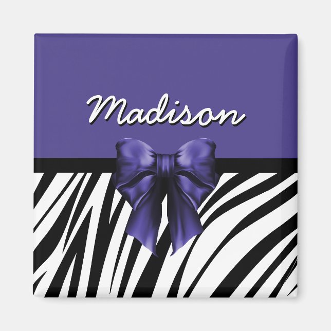 Aimant Bow Zebra noir et violet (Devant)