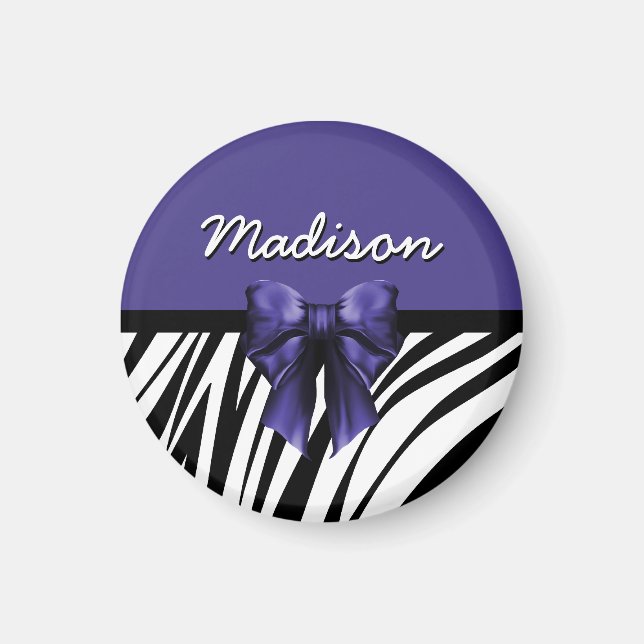 Aimant Bow Zebra noir et violet (Devant)