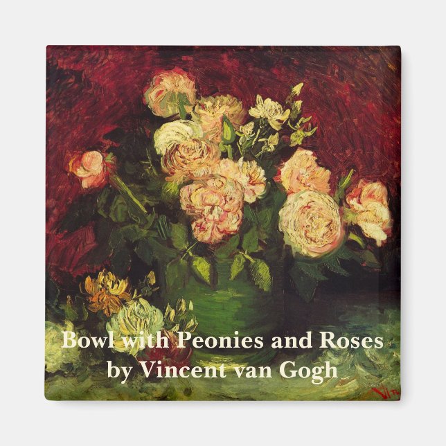 Aimant Bowl avec Peonies et Roses par Vincent van Gogh (Devant)