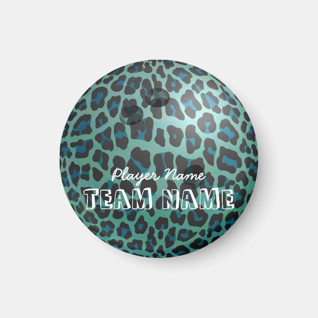 Aimant Bowling Ball Leopard Turquoise (Devant)