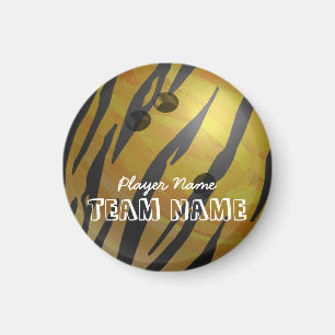 Aimant Bowling Ball Tiger Jaune