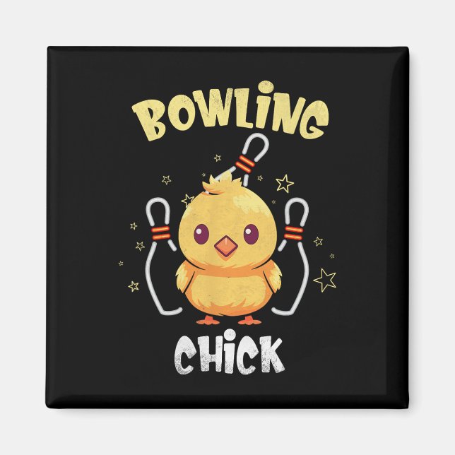 Aimant Bowling Chick Funny Chicken Athlete Bowler Men Wom (Devant)
