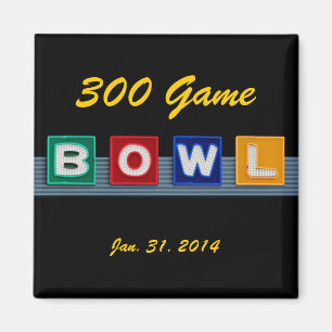 Aimant Bowling the 300 Perfect Game, Retro Design,