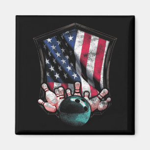 Aimant Bowling vintage American USA Flag Bowling