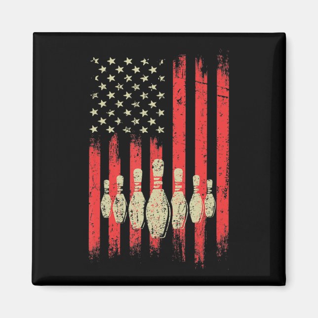 Aimant Bowling vintage American USA Flag Bowling (Devant)