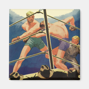Aimant Boxe sportive vintage, boxeurs pendant un match
