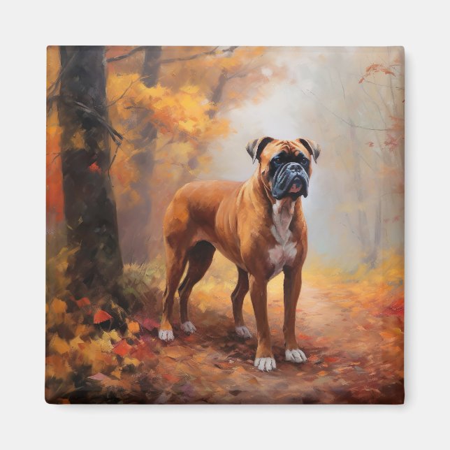 Aimant Boxer en automne Feuilles automne Inspire (Devant)