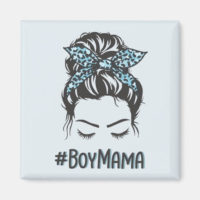 Aimant Boy Mama Messy Bun Boy Maman Cadeaux (Devant)