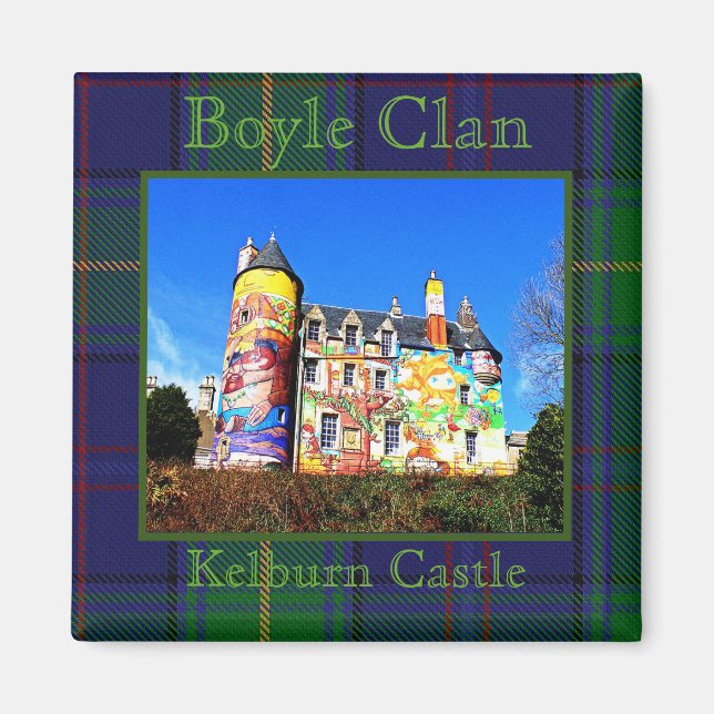 Aimant Boyle Scottish Clan's Kelburn Castle Photo Tartan (Devant)