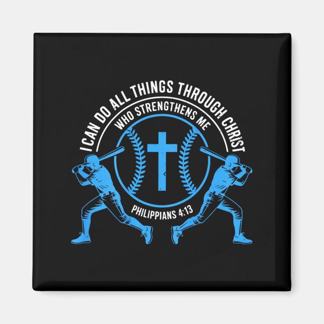 Aimant Boys Baseball Christian-shirt Softball I Can Do Al (Devant)