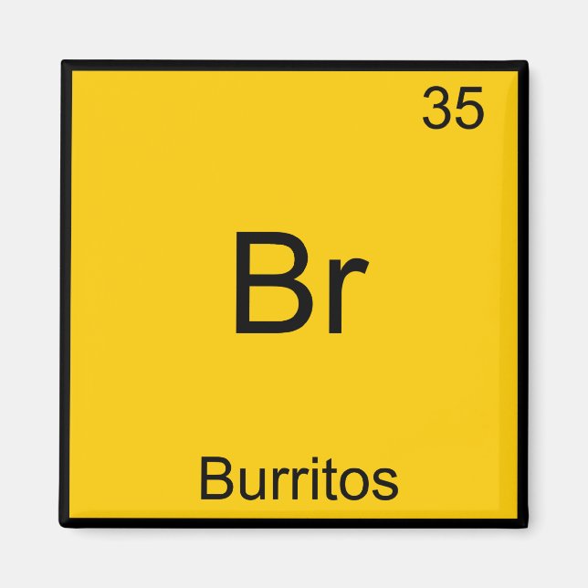Aimant Br - Burritos Chimie Élément Symbole Funny (Devant)