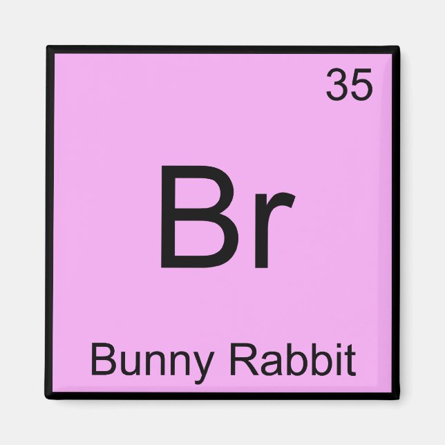 Aimant Br - Lapin drôle Symbole d'élément de chimie T (Devant)
