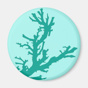 Aimant Branche de corail - turquoise et aqua
