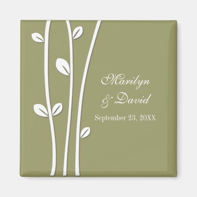 Aimant Branches blanches en feuilles (Devant)