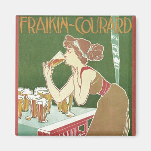 Aimant Brasserie Fraikin-Courard Vintage Art Nouveau Bièr