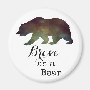 Aimant Brave comme l'ours aquarelle typographie