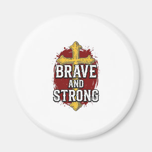 Aimant Brave et Fort Design de Chemise Vintage Croix_1