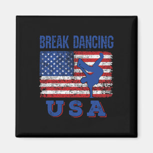 Aimant Break Dancing Usa American Flag Breaking Bboy Hip