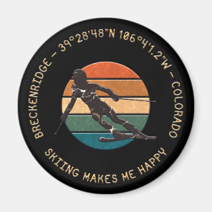 Aimant Breckenridge, Colorado - Femme Skier, Gold Text