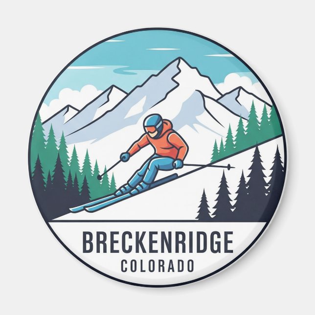 Aimant Breckenridge Colorado Skiing Skier Travel (Devant)