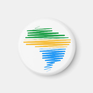 Aimant Brésil carte frontière avec drapeau brésilien coul