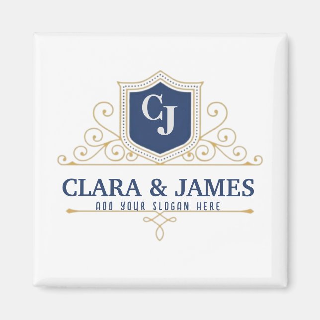 Aimant Bride And Groom Monogram Names Elegant Weeding (Devant)