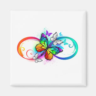 Aimant Bright infinity with rainbow butterfly