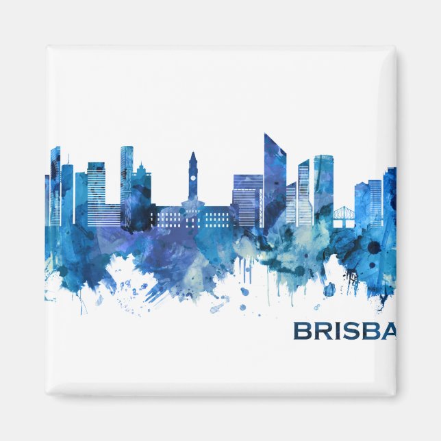 Aimant Brisbane Australie Skyline Blue (Devant)