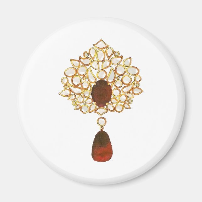 Aimant Broche Kundan & ruby (Devant)