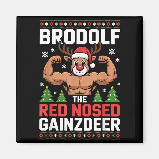 Aimant Brodolf The Red Nosed Gainzdeer Funny Christmas Gy (Devant)