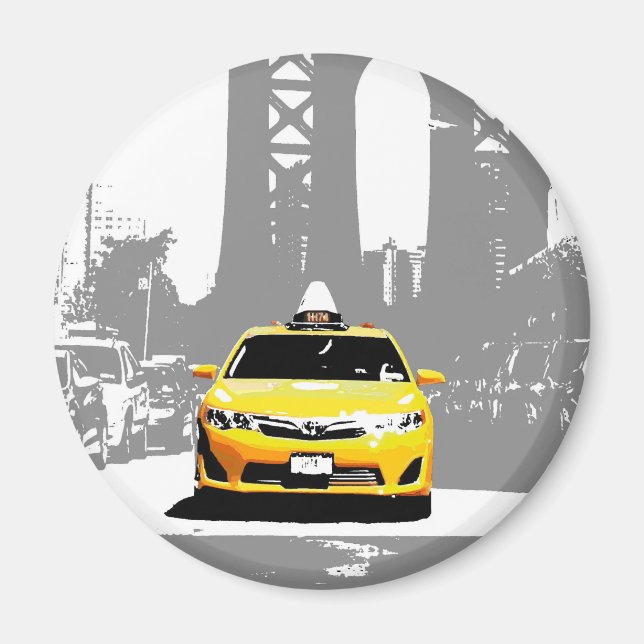 Aimant Brooklyn Bridge Ny Yellow Taxi Nyc Pop Image (Devant)