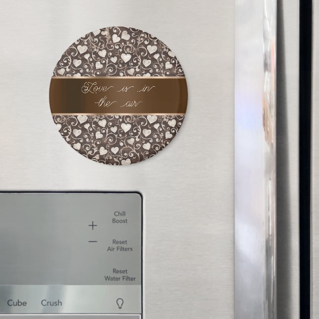 Aimant Brown Cream Hearts Ribbon   (In situ (réfrigérateur))