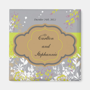 Aimant Brown et gris Mariage floral Favoriser