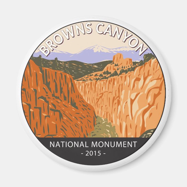 Aimant Browns Canyon National Monument Colorado Retro (Devant)