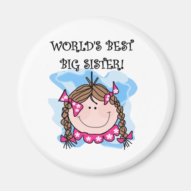Aimant Brunette World's Best Big Sister Tshirts and Gifts (Devant)