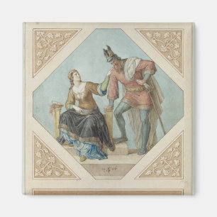 Aimant Brunhilde et Hagen, illustration pour 'le Niebelu