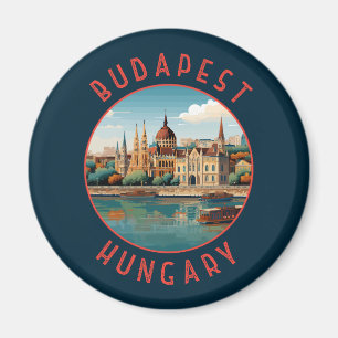 Aimant Budapest Hongrie Cercle retro désorganisé